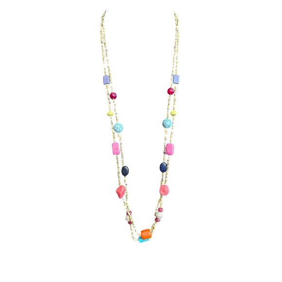 Chico's Necklace Jewlery Statement 41" Adjustable Multicolor Beaded Multilayered - Picture 1 of 6
